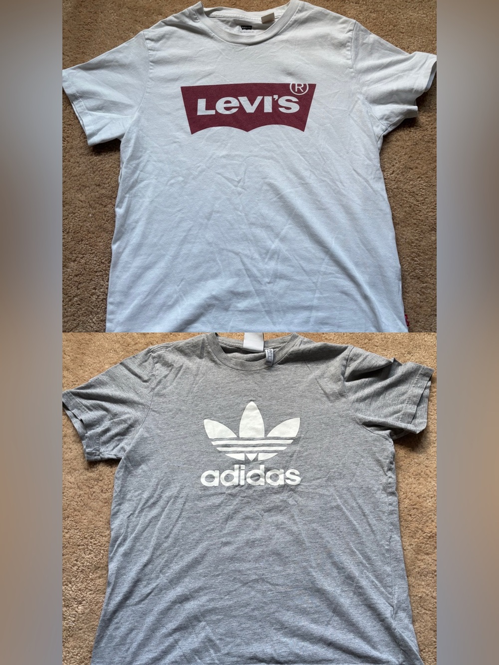 Levis T Shirt and Adidas T Shirt Bundle